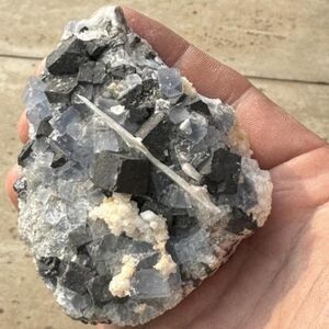 Cubic Fluorite with Calcite